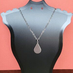 TEARDROP Stainless Steel Charm Chain Necklace 18" Minimalist
